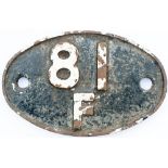 Shedplate 81F Oxford 1950-1973 with sub sheds Abingdon to 1954 and Fairford to 1962. Lightly cleaned