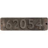 Smokebox numberplate 62054 ex Peppercorn K1 2-6-0 built by the North British Locomotive Company in