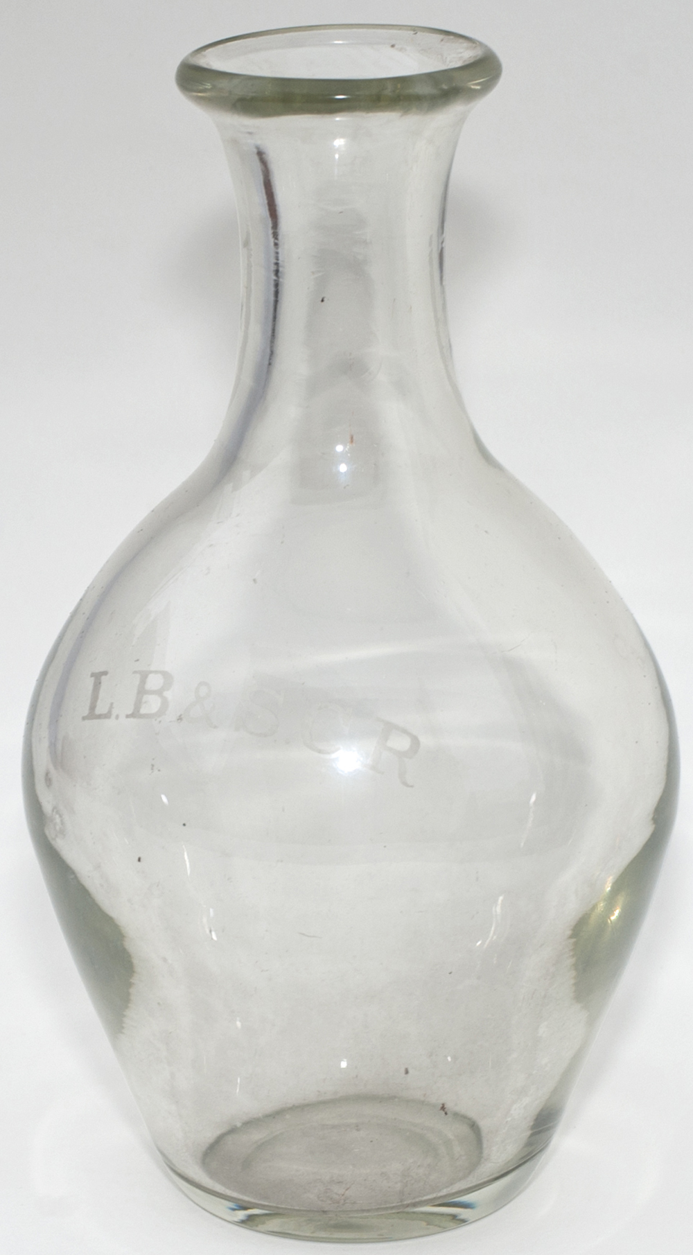 London Brighton and South Coast Railway glass WINE CARAFFE, acid etched to the front L.B & S.C.R.