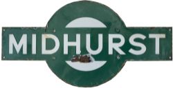 Southern Railway enamel target station sign MIDHURST from the former London Brighton & South Coast