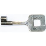 Tyers No12A single line bronze key token MILLBURN - NAIRN. In ex railway condition measuring 5.