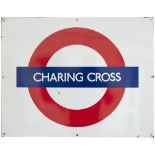 London Transport Underground rectangular enamel target/bullseye sign CHARRING CROSS. In very good