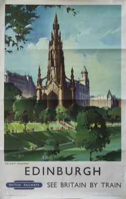 Poster BR(Sc) EDINBURGH THE SCOTT MONUMENT by Claude Buckle. Double Royal 25in x 40in. In very