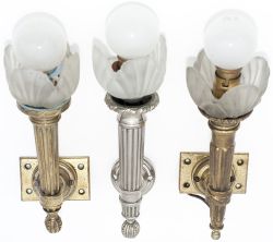 Pullman carriage lamps x3, all First Class down lights complete with original glass shades. All in