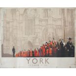 Poster LNER YORK LOCAL GOVERNMENT CENTENARY 1935 by Fred Taylor. Quad Royal 40in x 50in. In good