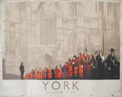 Poster LNER YORK LOCAL GOVERNMENT CENTENARY 1935 by Fred Taylor. Quad Royal 40in x 50in. In good