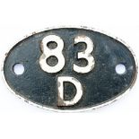 Shedplate 83D Laira 1950-1963 with sub sheds Launceston 1958-1962, Plymouth Docks to 1951 and