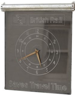 British Railways Travel Agents Clock BRITISH RAILWAYS SAVES TRAVEL TIME with a battery movement (not