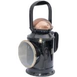 GWR 3 Aspect Coppertop handlamp complete with GWR etched front lens and correct copper skinned