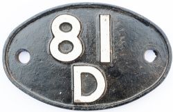 Shedplate 81D Reading 1950-1973 with sub sheds Basingstoke to 1950 and Henley-on-Thames to 1958.