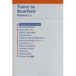 London Transport Underground FF enamel sign TRAINS TO STRATFORD PLATFORM 2 FINCHLEY ROAD &