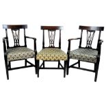 Set of fourteen (12+2) mahogany dining chairs, of which twelve George III and two modern