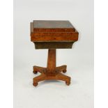 An early Victorian figured walnut and inlaid sarcophagus shape work box