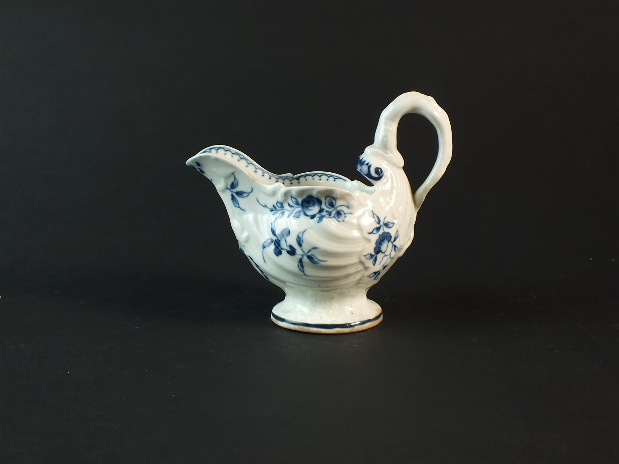 A Worcester porcelain blue and white cream boat
