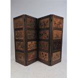 A three fold Japanese marquetry style room screen