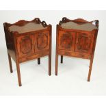 A pair of George III style mahogany tray top night tables