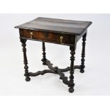A part early 18th century oak side table