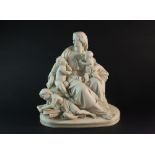 A Wedgwood Carrera parian group of Charity by A. Carrier de Belleuse