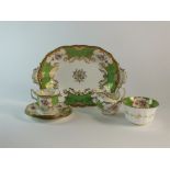 A Coalport green batwing tea service