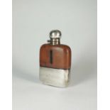 A silver mounted hip flask