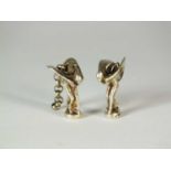 A pair of miniature silver 'Spirit of Ecstasy' models