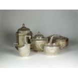 A five piece Indian silver tea service