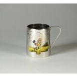 A Victorian silver and enamel Christening mug