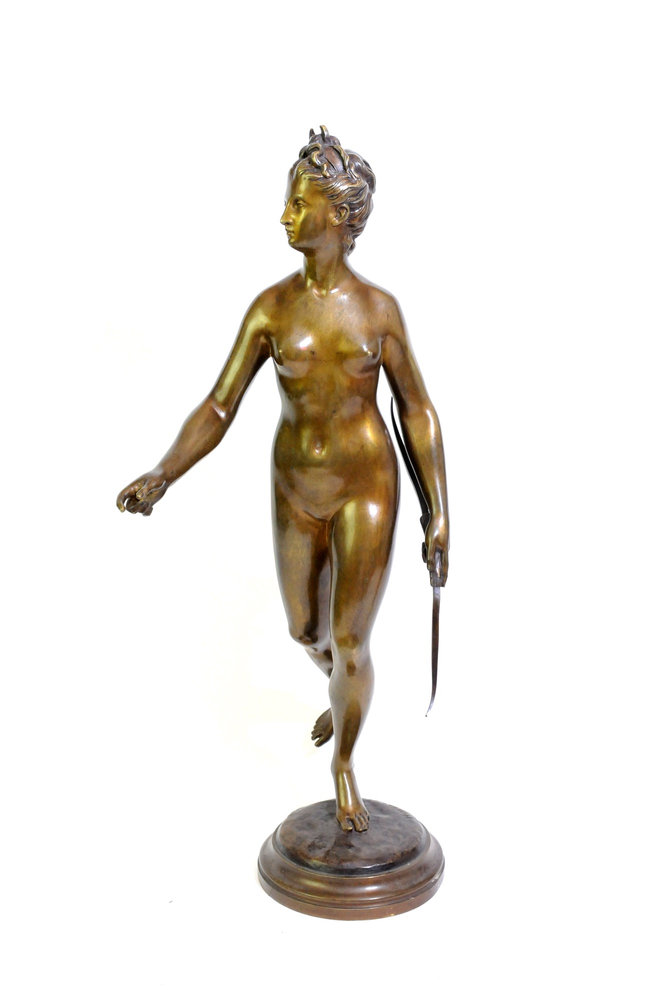 A French 19th century bronze figure of Diana the Huntress