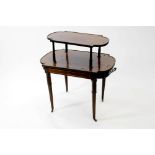 A Regency style mahogany and brass strung two tier side table, circa 1900