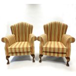 Pair of S Rouse & Co brocade arm chairs