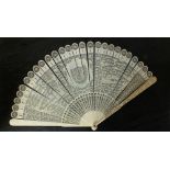 A Canton carved ivory brise fan