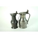 Two French pewter flagons from Normandy