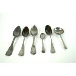 A collection of pewter spoons including acorn knop, slip top, trefid etc