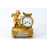 A French gilt bronze and porcelain inset mantel clock by Henri Marc, Paris