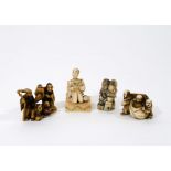 Four Japanese carved ivory okimono, Meiji period