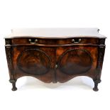 A pair of George III style crossbanded mahogany commodes