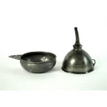 Two pewter porringers, possibly French