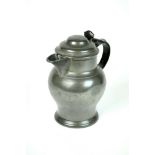 An early 19th century pewter quart cider or ale jug