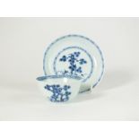 A Chinese Nanking Cargo blue and white porcelain tea bowl and saucer