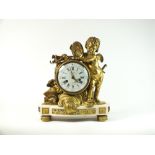 A French gilt bronze and marble mantel clock by Gille L'Aine A Paris