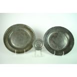 Three pewter dishes