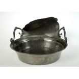 A Jewish pewter offering bowl