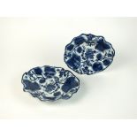 Two 18th century Bow porcelain blue and white dishes