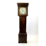 A George III oak and walnut cross banded cottage longcase clock