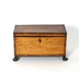 A 19th Century cross-banded burr walnut tea caddy