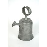A mid 18th century Swiss bell shaped pewter wine can or glockenkanne