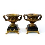 A pair of gilt bronze Warwick vases
