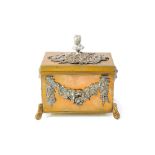 An electroplate and gilt metal tea caddy, circa 1860