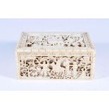 A Chinese export carved ivory gaming counter box, Canton, early 19th century