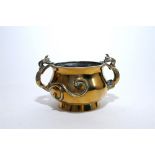 A Chinese cast brass censer, Qing dynasty
